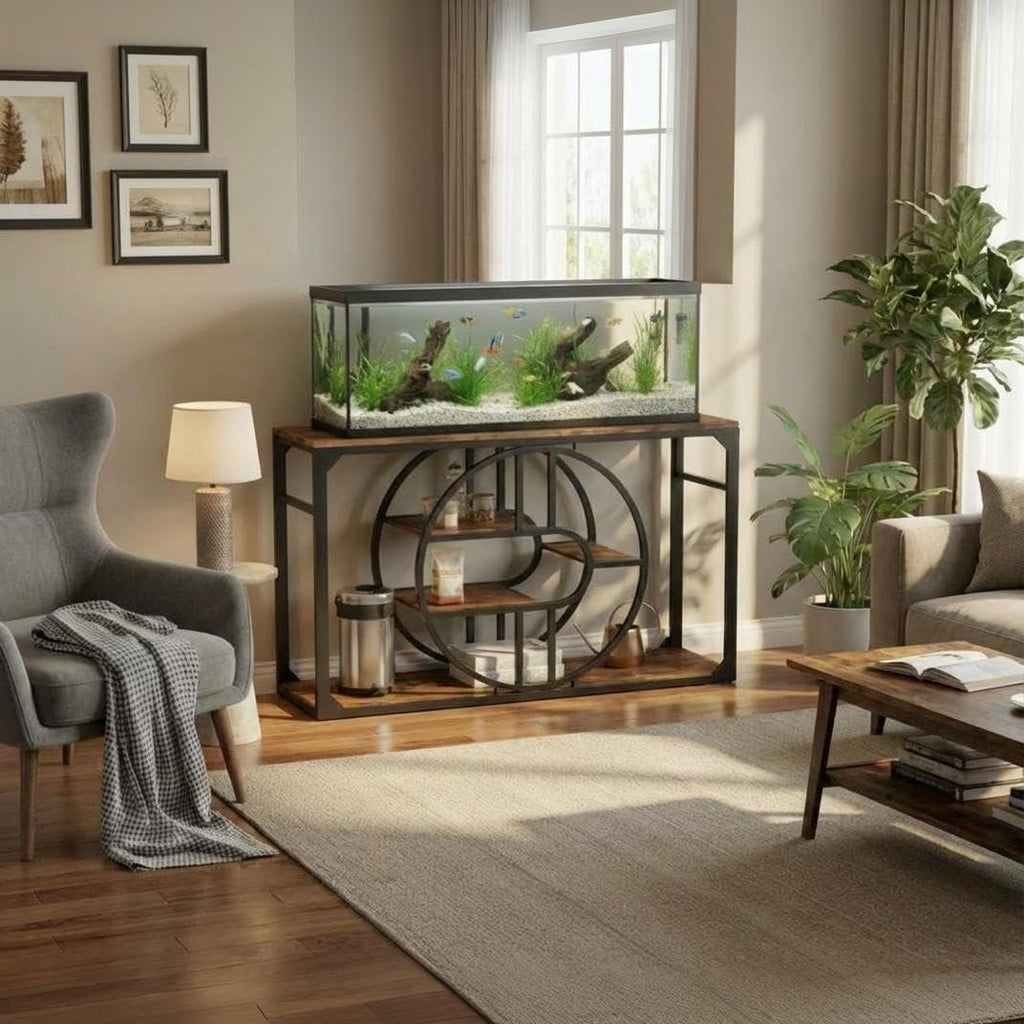 Garvee Metal Aquarium Stand with Power Outlets, Cabinet for Fish Tank Accessories Storage - Suitable for Fish Tank Stand, Turtle, Reptile Terrarium