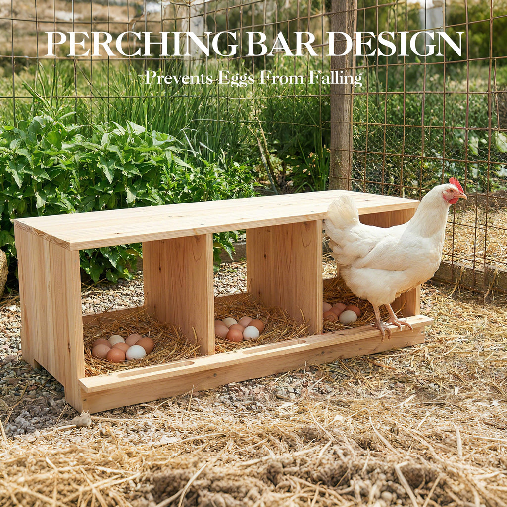 Garvee Heavy Duty Wooden Chicken Nesting Box – Easy to Assemble, Robust Single Layer Construction, Three Compartments for Hens and Ducks – Perfect for Poultry Houses and Farms, 3-Compartment Single Layer
