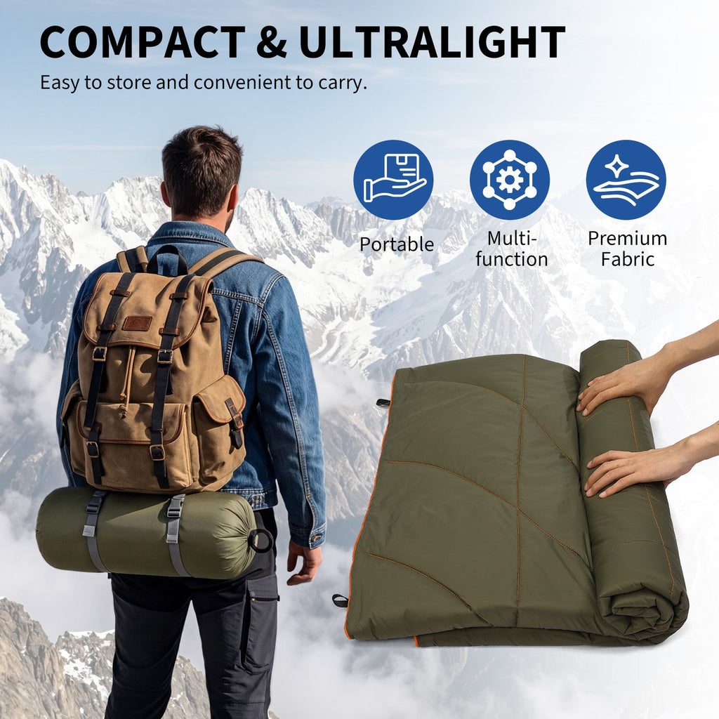 Garvee Multi-Function Camping Blanket - Ultralight Convertible Sleeping Bag & Warm Blanket 79x55 Inch Waterproof for Outdoor Camping, Hiking & Travel