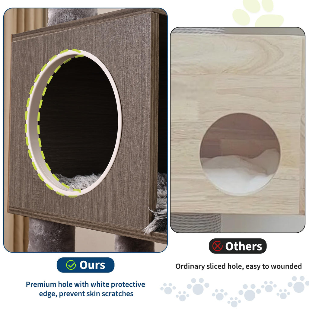 Garvee 66.9-Inch Cat Tree Tower with Litter Box Enclosure, Multi-Level Cat Furniture Featuring Hammock and Washable Cushions, Indoor Cat Tower for Play, Rest, and Privacy, Gray