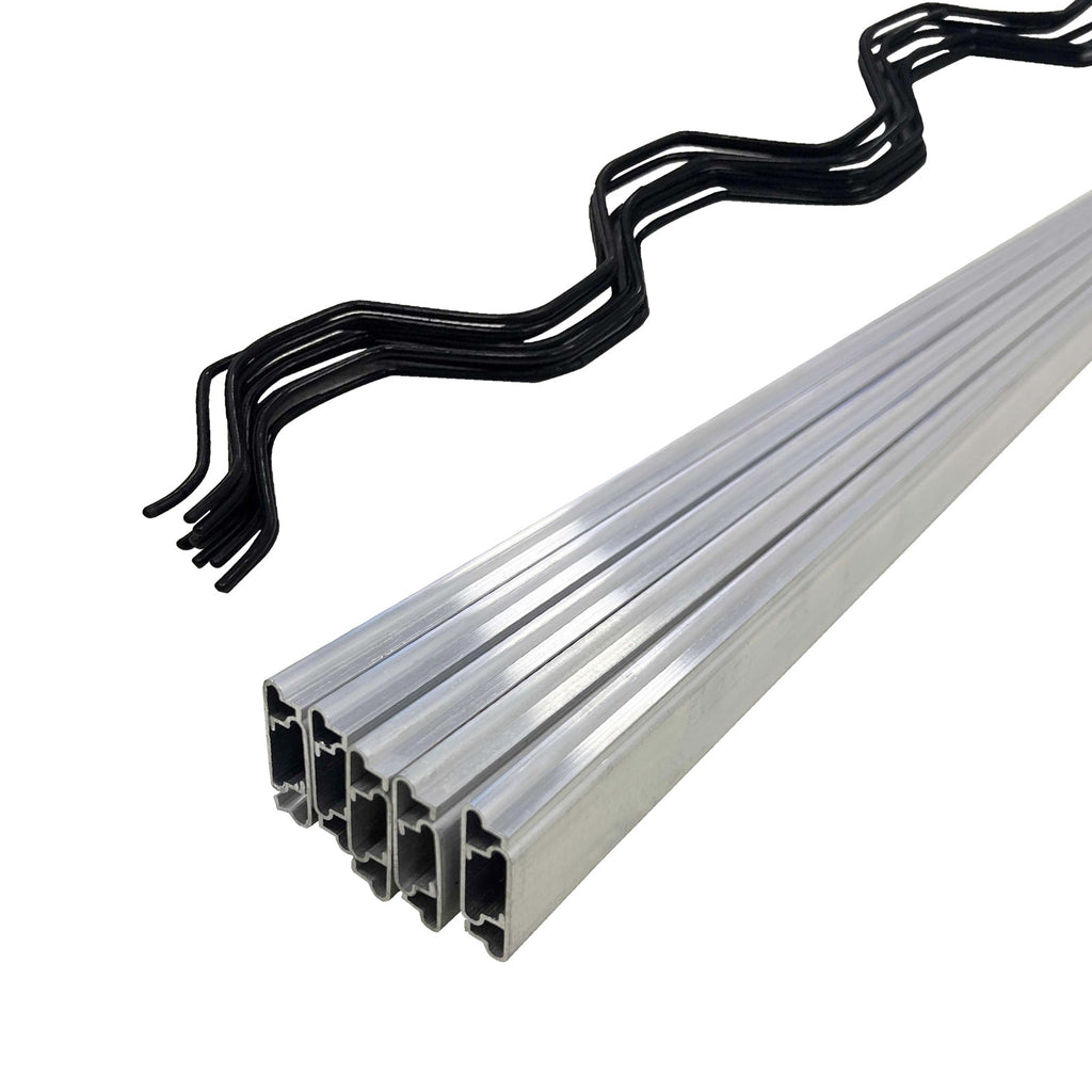 Garvee 10-Set 6.6 ft Greenhouse Spring Wire and Lock Channel Kit, 1 mm Aluminum U-Channels with PVC-Coated Wires for Poly Film, Shade Cloth and Netting