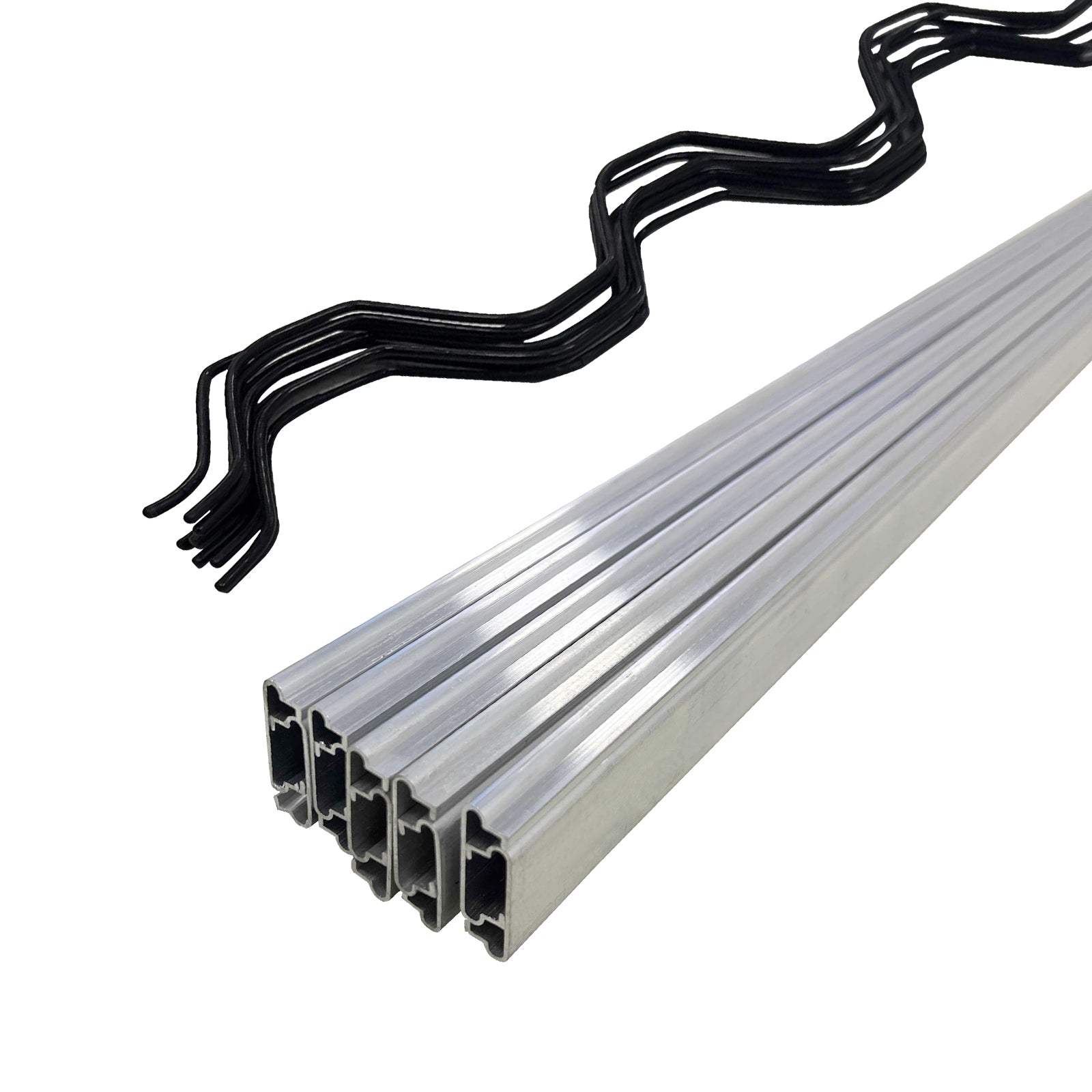 Garvee 10-Set 6.6 ft Greenhouse Spring Wire and Lock Channel Kit, 1 mm Aluminum U-Channels with PVC-Coated Wires for Poly Film, Shade Cloth and Netting