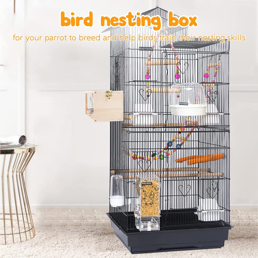 Garvee Natural Wooden Bird Nesting Box for Small Birds – Outdoor Hanging Birdhouse, Ideal for Parrots, Parakeets, Cockatiels, Budgies – Breeding Box, Decorative Garden Accessory, Size: 7.68×4.72×4.72 inch