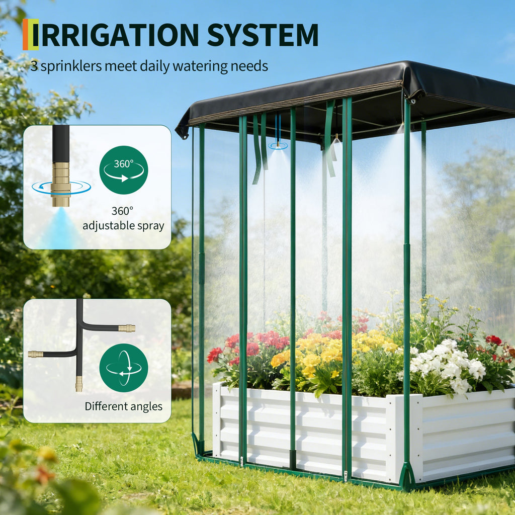 Garvee High-Quality Steel Rectangular Planting Bed with Insect-Proof Net, Integrated Garden Irrigation System, Raised Garden Bed for Vegetables and Flowers