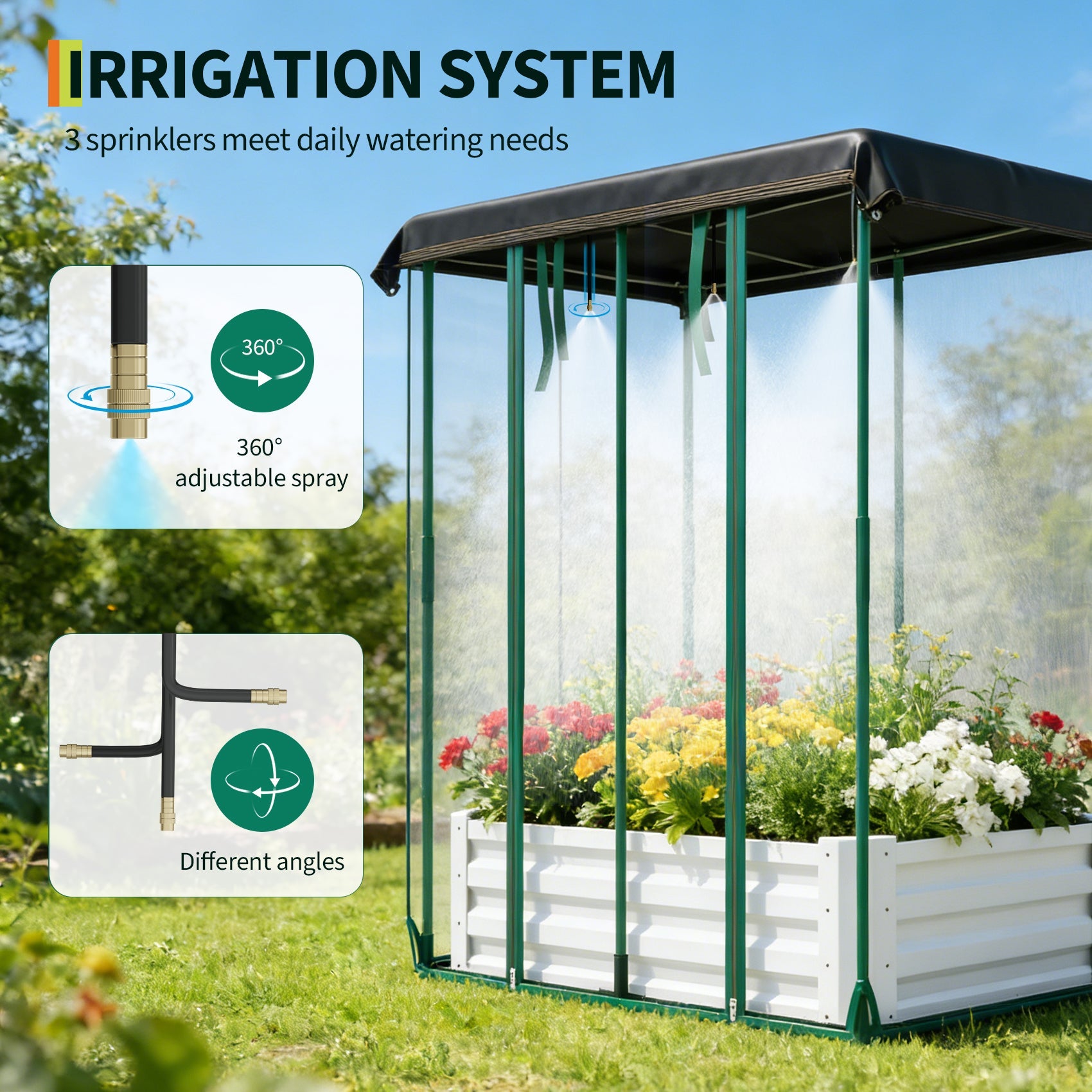 Garvee High-Quality Steel Rectangular Planting Bed with Insect-Proof Net, Integrated Garden Irrigation System, Raised Garden Bed for Vegetables and Flowers