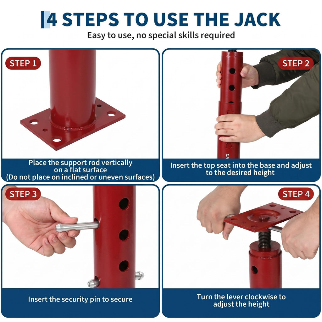 Garvee Adjustable Heavy Duty Floor Jack Post, 2 Pack – 19-36in Height, 18,000 lbs Capacity, Telescopic Steel Support for Leveling and Lifting, Permanent Basement Joist Stabilizer - Red, 19-36in