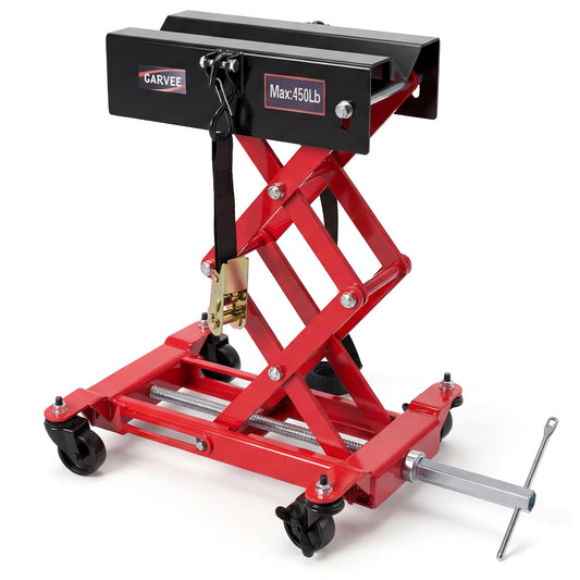 Garvee 450 lbs Transmission Jack - Low-Profile 7"-23" Lift, Heavy-Duty Steel Design with Safety Straps and 4 Swivel Wheels for Garage Use