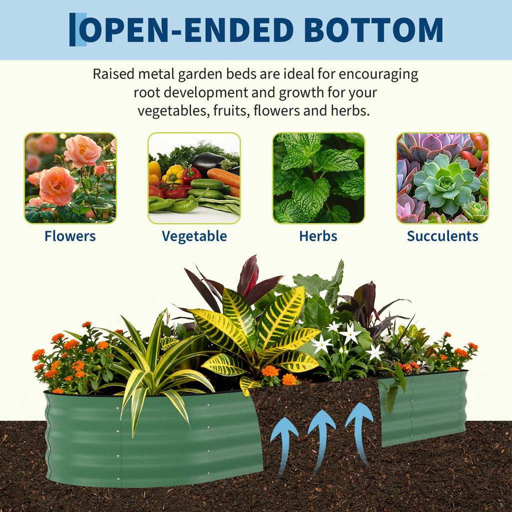 Garvee 8 x 2 x 1.5 ft Galvanized Raised Garden Bed, Outdoor Metal Planter Box with Open Bottom, Rust-Resistant Steel for Vegetables, Herbs & Flowers, Green