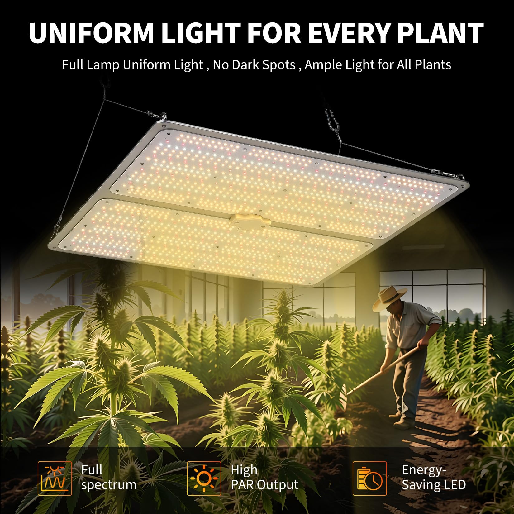 Garvee 400W LED Grow Light Full Spectrum with Red & IR, Dimmable Quantum Board Plant Light for Indoor Plants Seedling, Veg and Bloom, 23.62×23.62in, 120V US Plug