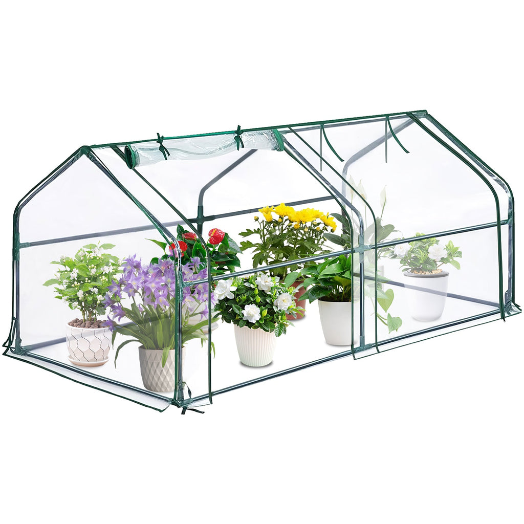 Garvee Portable Mini Greenhouse 71" × 36" × 36", 0.09 mm Clear PVC Cover, 16 mm Steel Frame and Roll-Up Zipper Door for Patios and Gardens