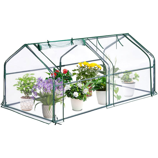 Garvee Portable Mini Greenhouse 71" × 36" × 36", 0.09 mm Clear PVC Cover, 16 mm Steel Frame and Roll-Up Zipper Door for Patios and Gardens