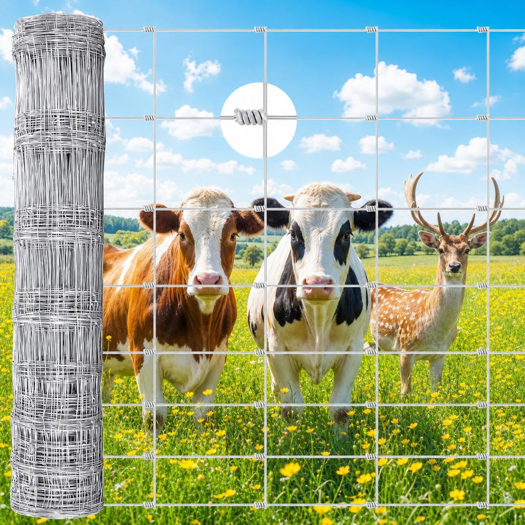 Garvee 6' × 164' Farm Fence Roll, 12 Gauge Galvanized Woven Wire for Cattle, Goats and Pasture