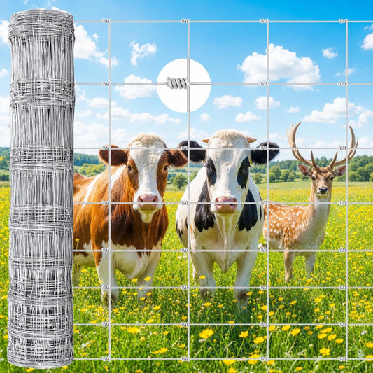 Garvee 6' × 164' Farm Fence Roll, 12 Gauge Galvanized Woven Wire for Cattle, Goats and Pasture