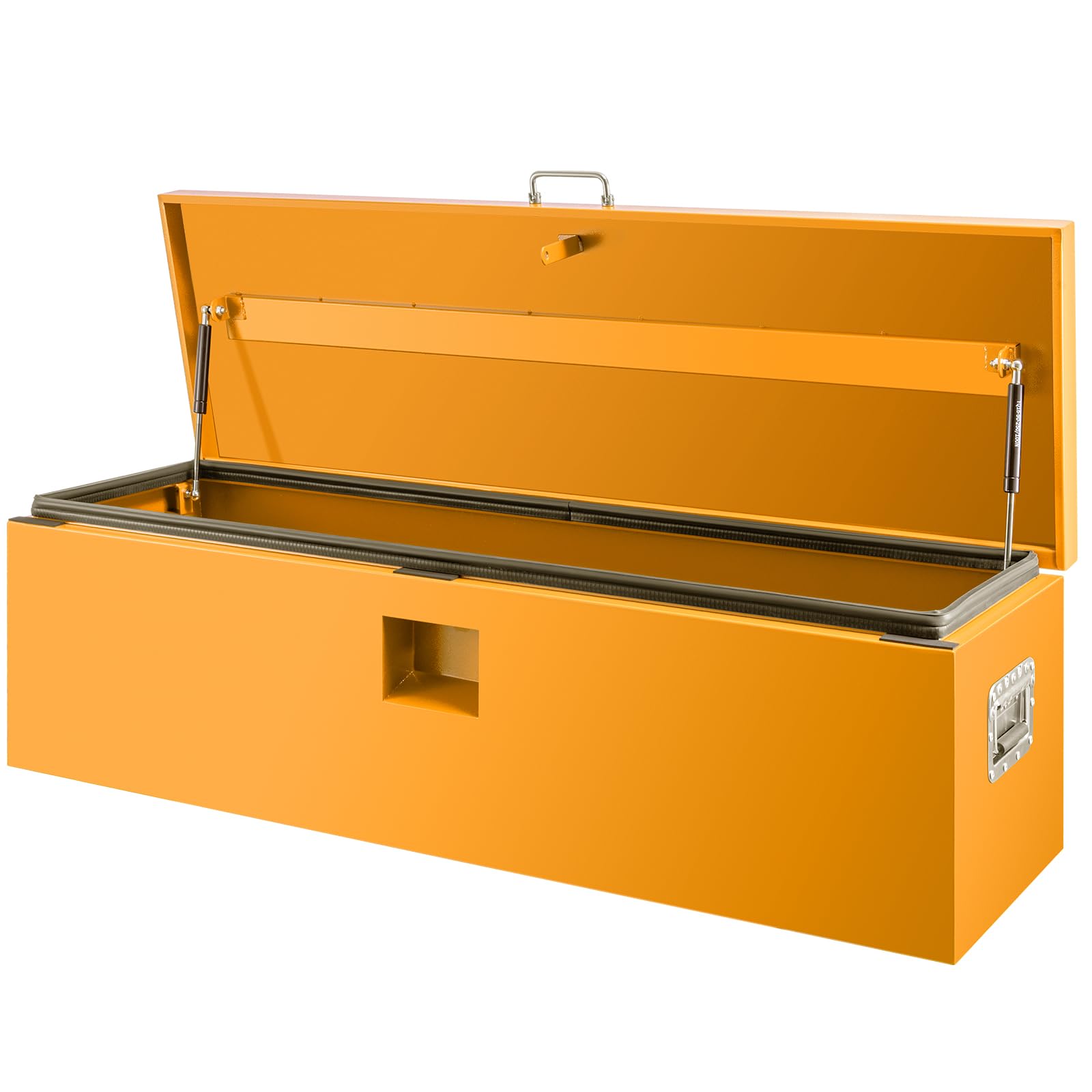 Garvee 48"X16"X14" Heavy Duty Lockable Steel Truck Bed Toolbox – Dual Lids, Weatherproof Powder-Coated, Gas Struts, Front & Side Handles for Pickup, RV, Trailer, Yellow