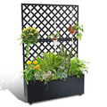 Garvee 73" x 46" x 12" Metal Planter Box with Trellis, Raised Garden Bed with Privacy Screen, Drainage Holes for Climbing Plants, Flowers & Vegetables, Black