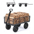 Garvee 1000LBS Heavy Duty Steel Garden Cart Wagon with 13" Pneumatic Tires, Removable Mesh Sides & Rotating Handle, Outdoor Utility Wagon for Garden, Lawn, Yard & Farm, Gray