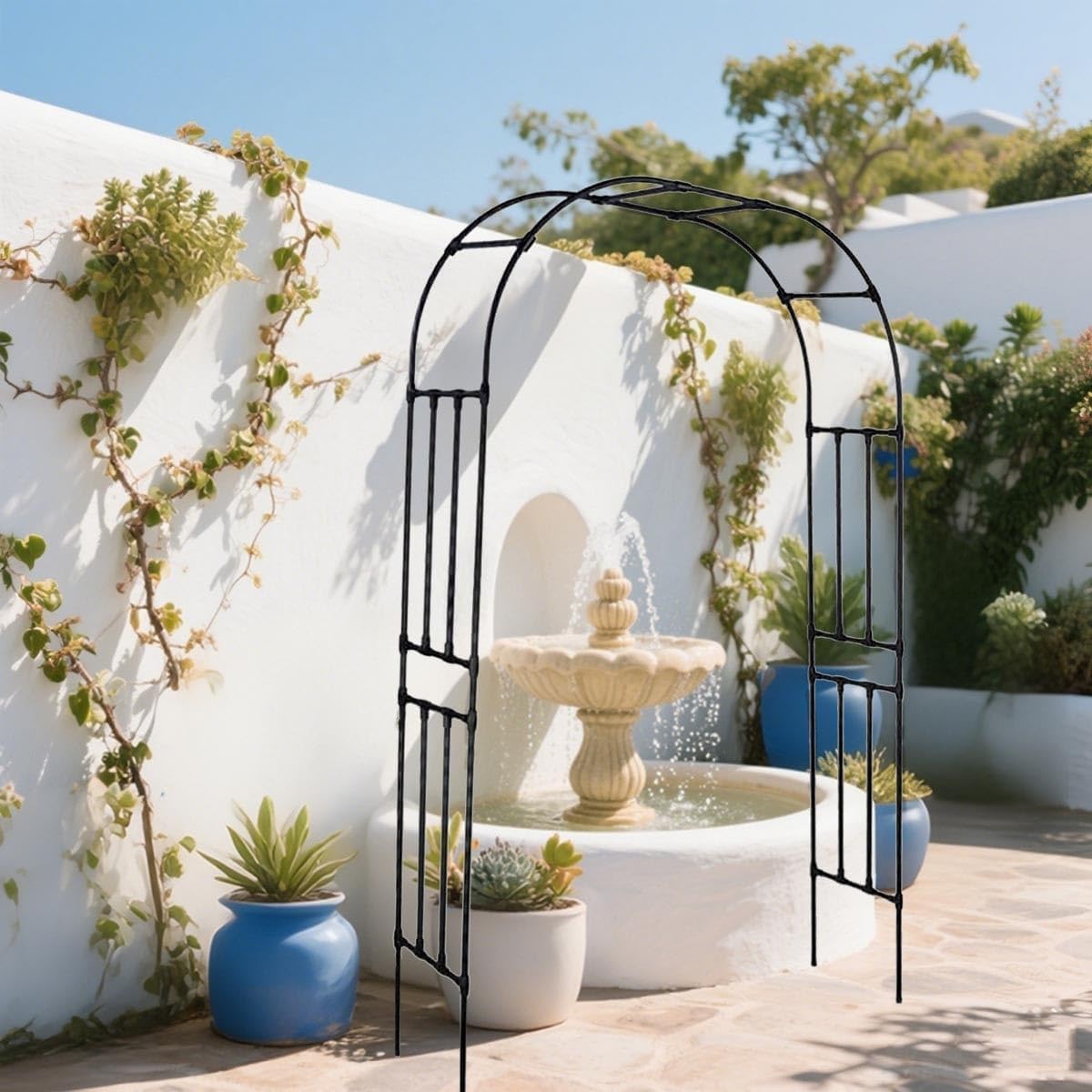 Garvee Metal Garden Arch Arbor Trellis – Heavy Duty Steel Garden Arbor for Climbing Plants, Wedding Ceremony, Party & Outdoor Decoration – Weather-Resistant Black Garden Archway for Lawn, Patio, and Pathway