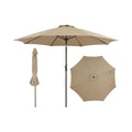 Garvee 10FT Outdoor Patio Umbrella, Outdoor Table Umbrella with Push Button Tilt and Crank, Market Umbrella with 8 Sturdy Ribs, UV Protection Waterproof for Garden Backyard Deck Pool, Brown