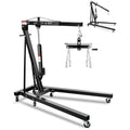 Garvee 2-Ton Hydraulic Engine Hoist Crane, 4400 lbs Folding Heavy-Duty Cherry Picker with Lever, 6 Locking Wheels, and 4 Boom Positions for Truck/SUV Engines, Garage, Workshop, and Industrial Lifting, Black