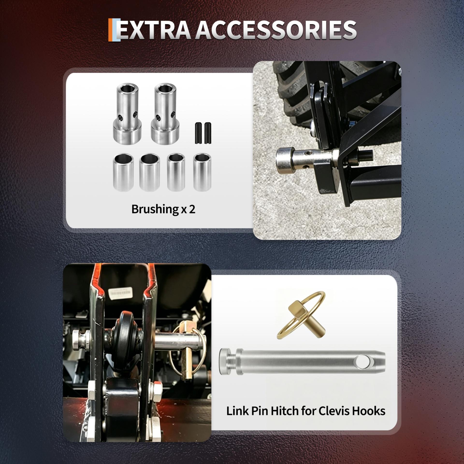 Garvee Heavy Duty 4000lbs Category 2 3-Point Quick Hitch - 5-Level Adjustable Bolt - Compatible with Cat 2 Implements - Agricultural Tractor Attachment - Black