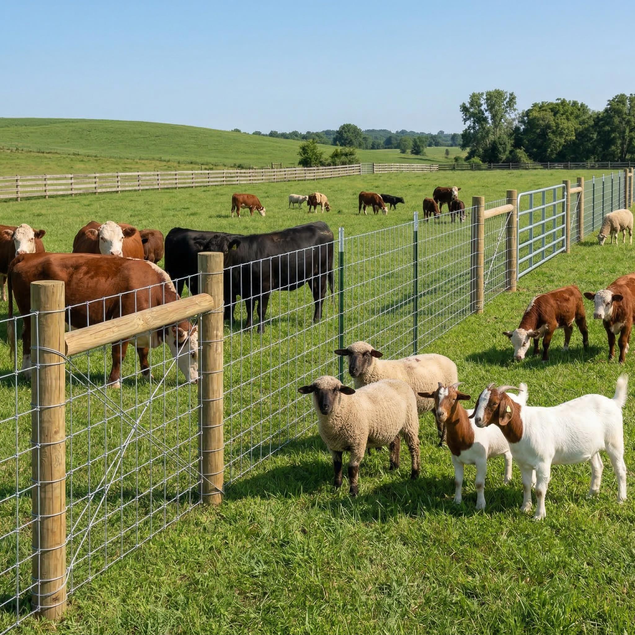 Garvee 3.9ft x 328ft Galvanized Cattle Fence, Fixed Knot Livestock Wire Fence, Heavy Duty Field Fence for Cattle Sheep Pig Deer, Rust Resistant Farm Fence for Pasture Garden