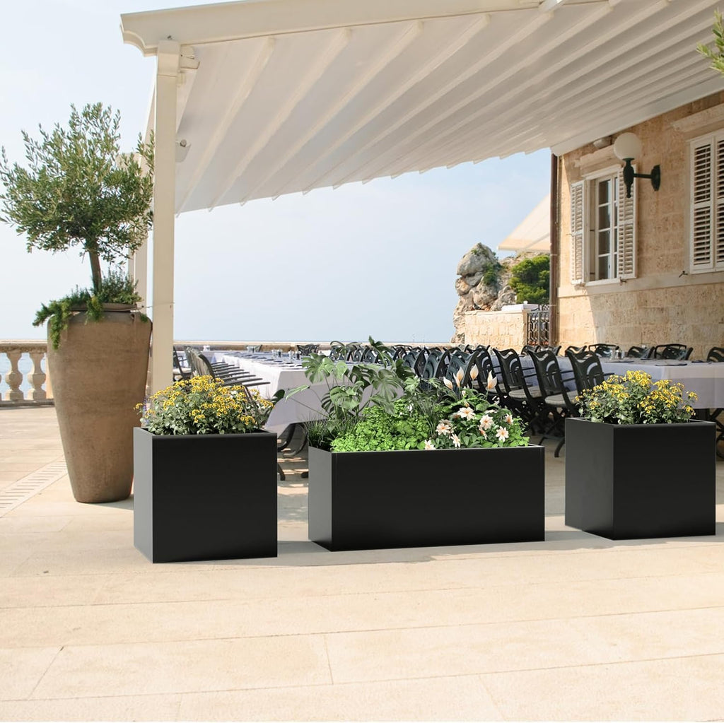 Garvee Raised Garden Bed, 51.2 x 18.1 x 11.8-Inch Black Steel Planter with Open Bottom and Removable Dividers for Vegetables, Herbs and Flowers