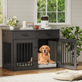 Garvee 44.5 Inch Large Dog Crate Furniture with 2 Storage Drawers,Wooden Dog Kennel Furniture As End Table, Decorative Pet Cage Dog House Indoor for Medium/Large Dogs, Chew-Proof
