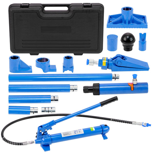 Garvee 10 Ton Porta Power Hydraulic Jack Kit, Multifunctional Hydraulic Jack with 4.6ft (1.4m) Oil Hose, Auto Body Frame Repair Kit, Storage Case, 22,000 lbs Capacity for Car Repair, Truck, and Garage, Blue