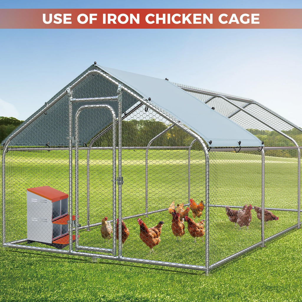 Garvee 4-Compartment 2-Tier Chicken Nesting Box – Roll-Away Tray & Support Stand, Orange
