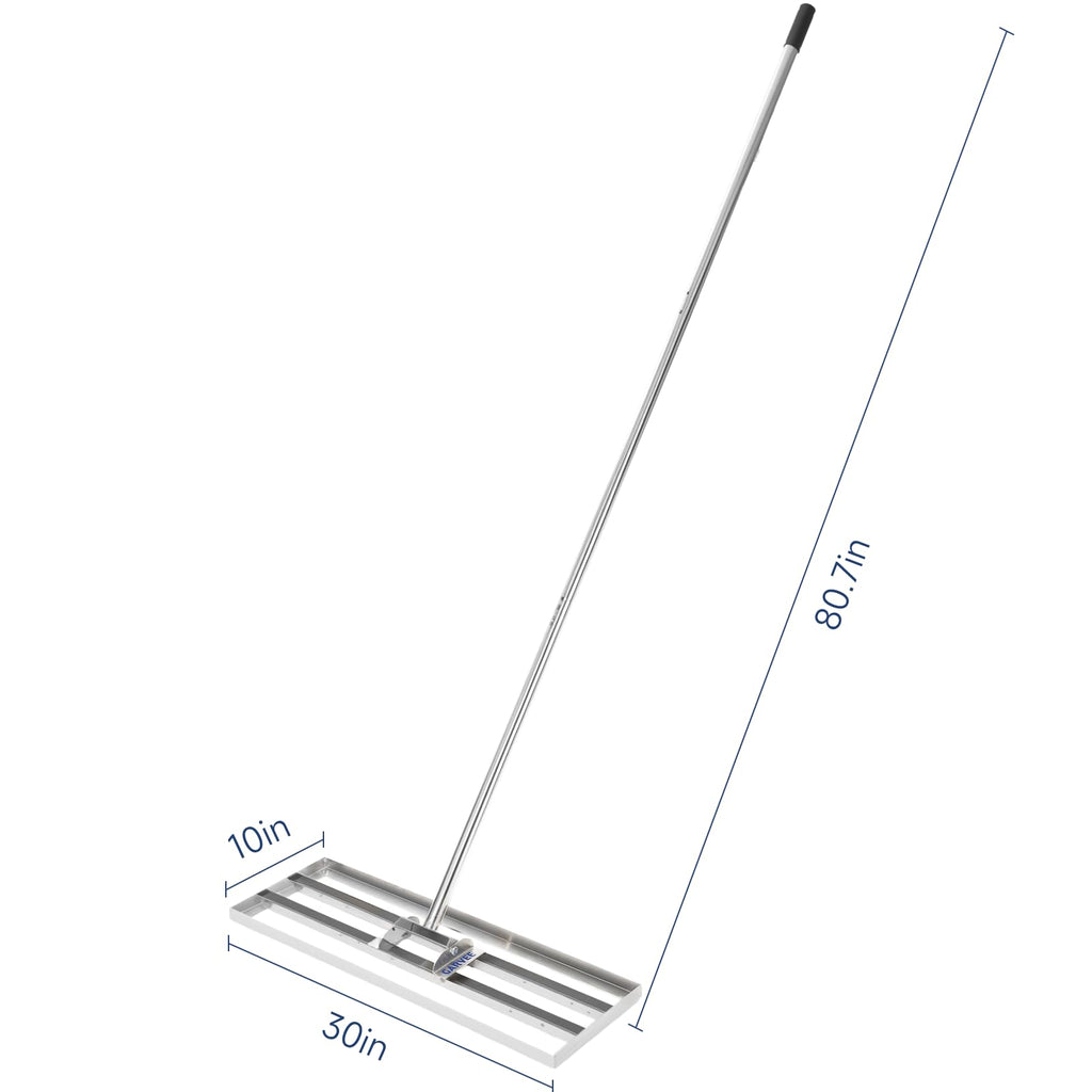 Garvee Professional Heavy Duty Stainless Steel Lawn Leveling Rake – 30x10 Inch, 6.5FT Extended Handle, Yard Leveler and Soil Spreader – With Gloves | Size 30*10 | Handle 6.5FT | Stainless steel | With gloves