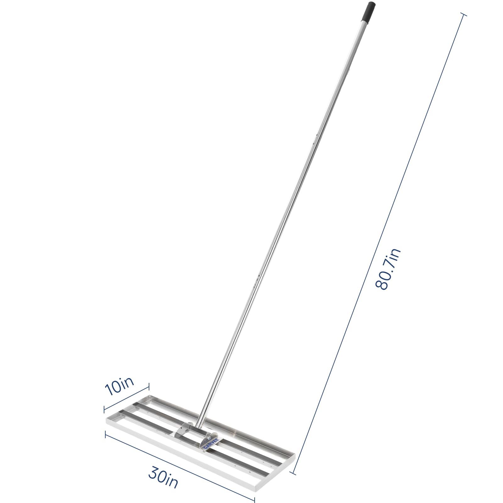 Garvee Professional Heavy Duty Stainless Steel Lawn Leveling Rake – 30x10 Inch, 6.5FT Extended Handle, Yard Leveler and Soil Spreader – With Gloves | Size 30*10 | Handle 6.5FT | Stainless steel | With gloves