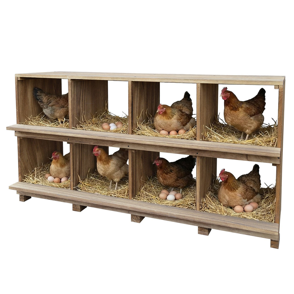 Garvee Chicken Nesting Box, 8 Compartment Wooden Nesting Boxes for Chickens, Floor Stand/Wall Mount Roosting Boxes with Perches for Chickens, Hens, Ducks, Backyard and Farms