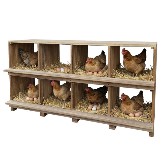 Garvee Chicken Nesting Box, 8 Compartment Wooden Nesting Boxes for Chickens, Floor Stand/Wall Mount Roosting Boxes with Perches for Chickens, Hens, Ducks, Backyard and Farms