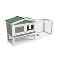Garvee Large 2-Story Wooden Small Animal Cage for Rabbits, Guinea Pigs & Chickens - Weatherproof Indoor Outdoor Hutch with Anti-Chew Metal Frame, Removable Wire Netting, Leak-Proof Pull-Out Tray, Gray