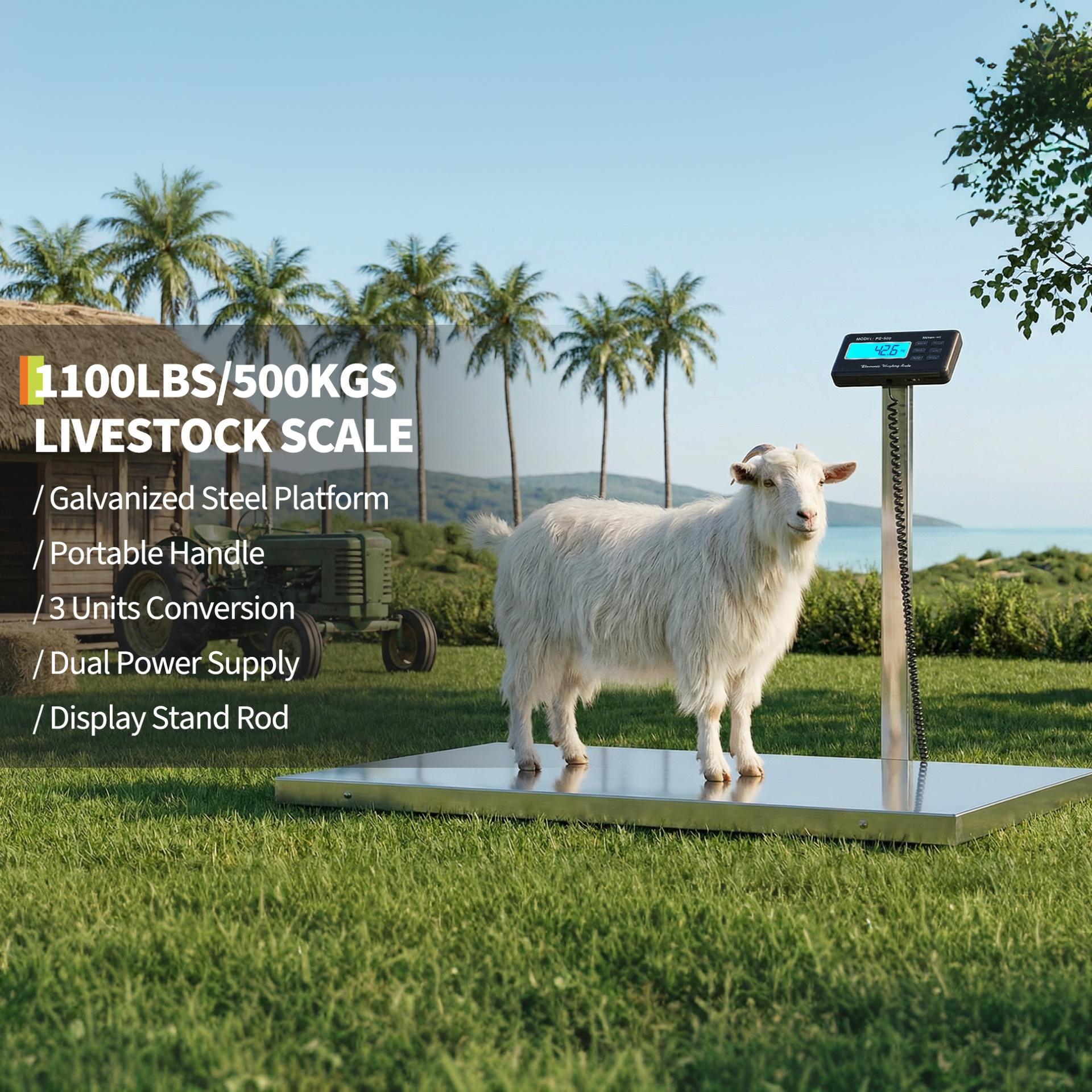 Garvee 1100 lb Pet & Livestock Scale, 40.5" × 20.9" Stainless Steel Platform for Farm and Ranch