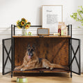 Garvee 31 Inch Dog Crate Furniture, Heavy Duty Dog Cage Furniture for Medium Dogs, Wooden Crates Indoor Kennels with Lockable 360° Wheels, Sturdy Dog Kennel Furniture Dog Crate with Divider