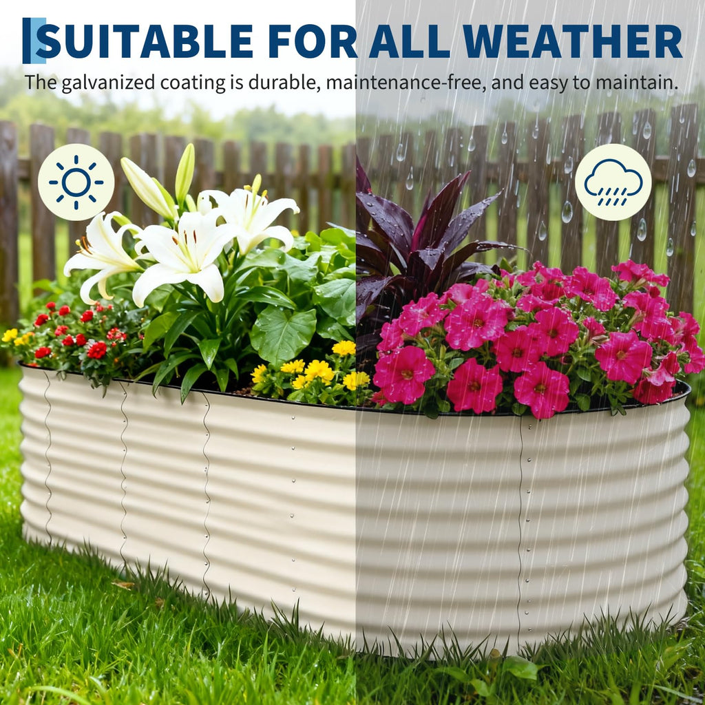 Garvee 2 Pack 8' X 4' X 2' Galvanized Raised Garden Beds, Large Metal Planter Boxes for Vegetables & Flowers, Rust-Resistant Outdoor Garden Bed, Easy Assembly, Beige