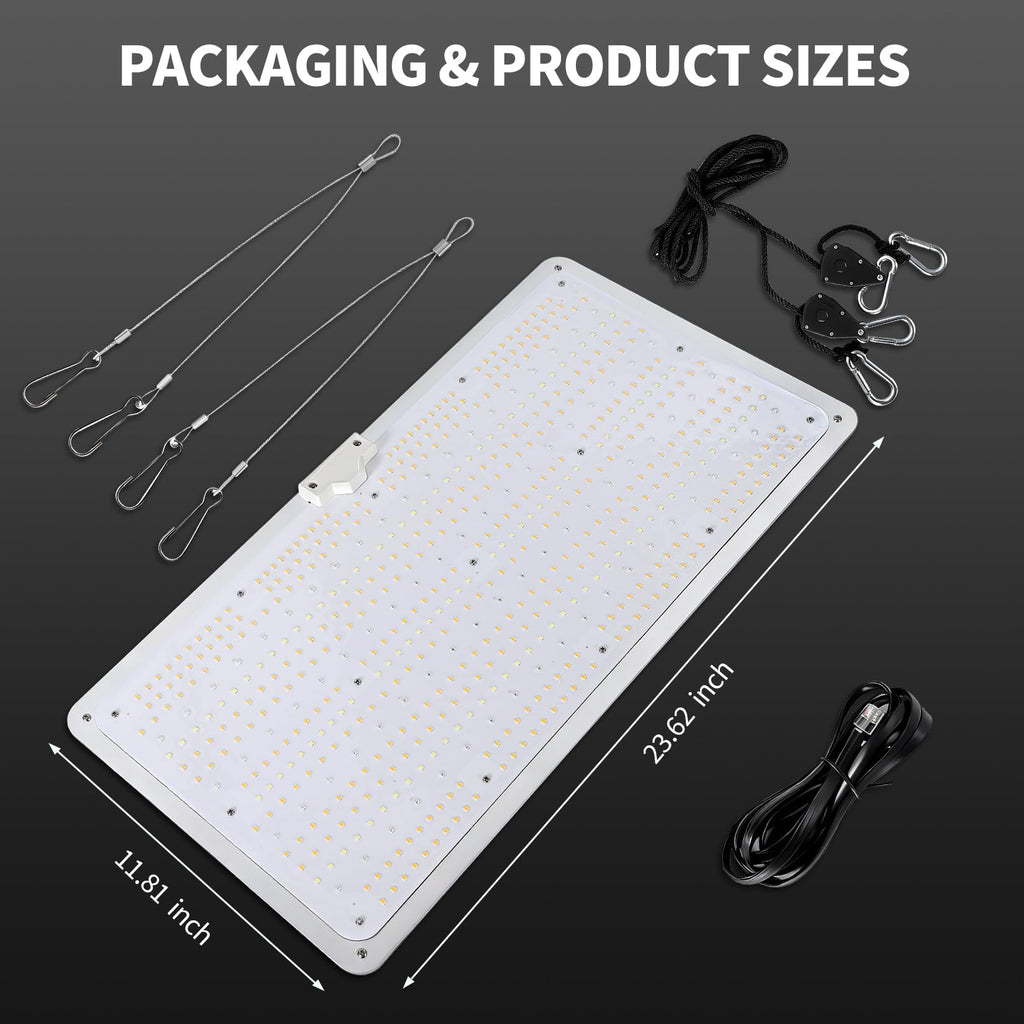 Garvee 200W LED Grow Light Full Spectrum with Red & IR, Dimmable Quantum Board Plant Light for Indoor Plants Seedling, Veg and Bloom, 11.81×23.62in, 120V US Plug