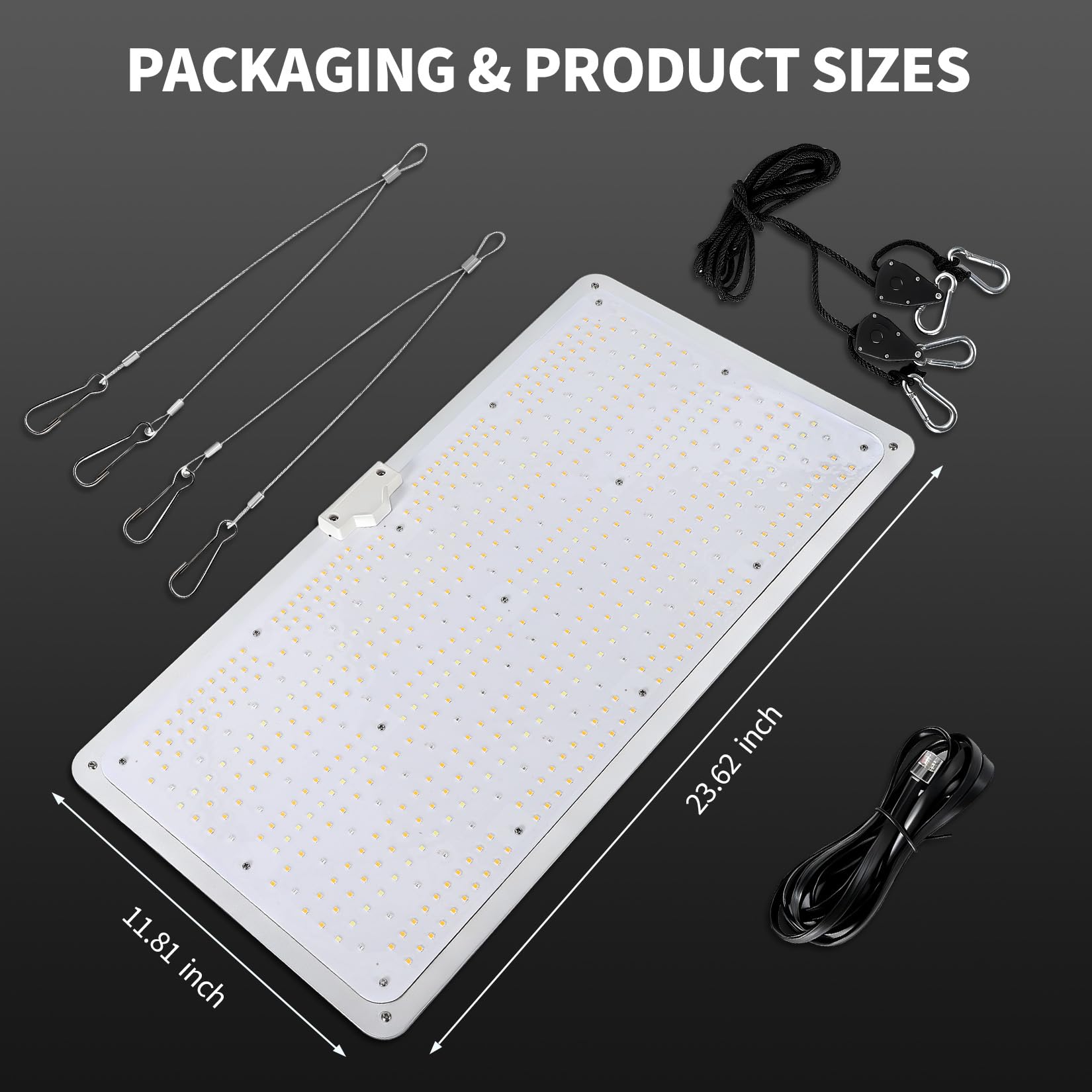 Garvee 200W LED Grow Light Full Spectrum with Red & IR, Dimmable Quantum Board Plant Light for Indoor Plants Seedling, Veg and Bloom, 11.81×23.62in, 120V US Plug