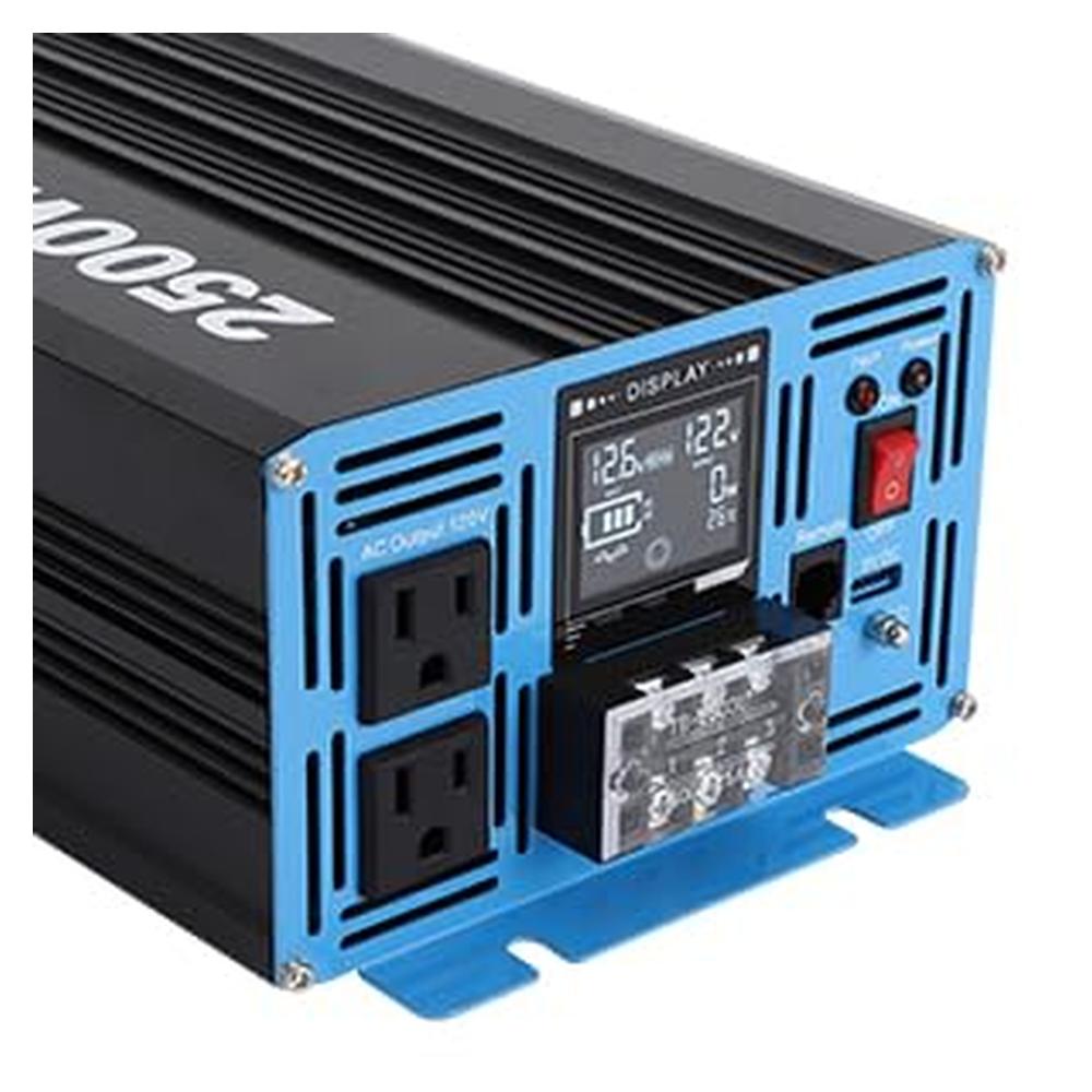 Garvee 2500W Pure Sine Wave Inverter — 5000W Peak, 12V→120V AC, Low-Idle Power, Multi‑Battery Compatible (Li/AGM/GEL), 6 Safety Protections