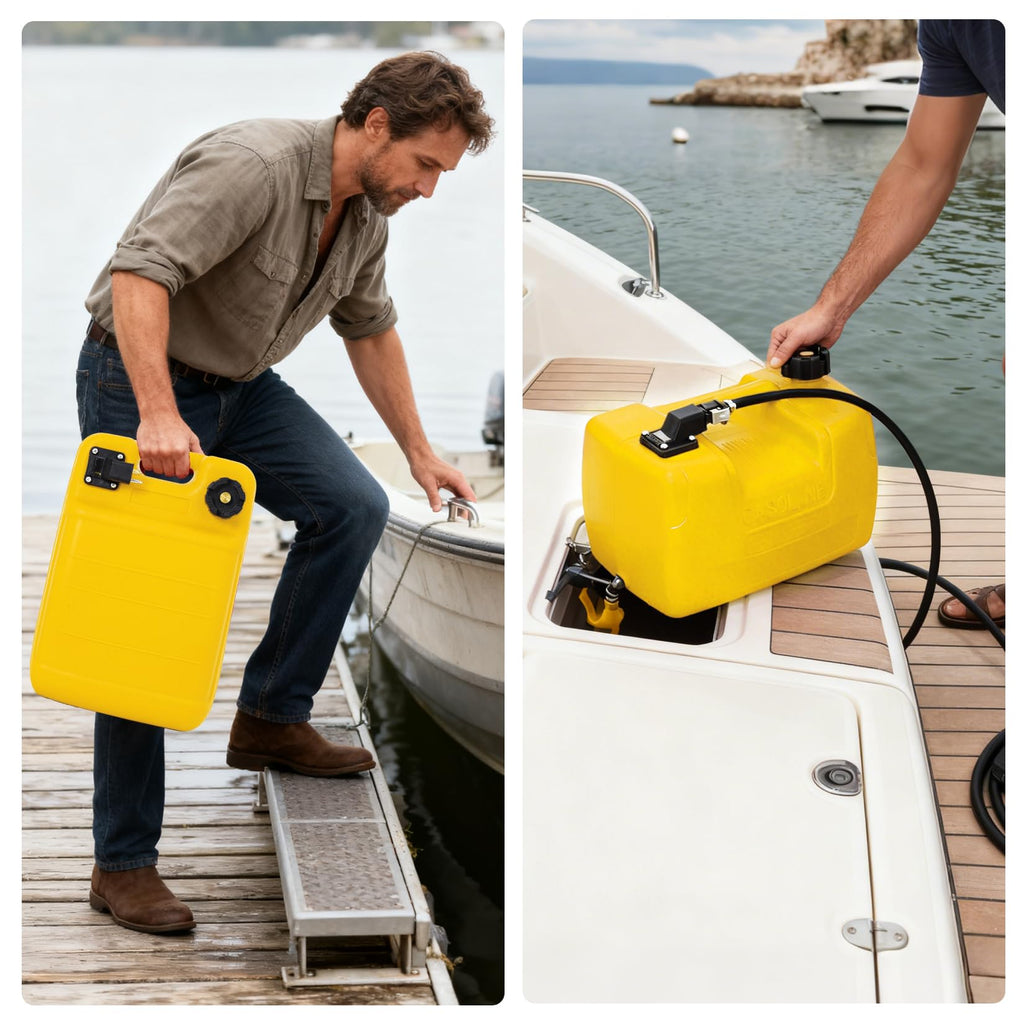 Garvee Durable Portable Marine Fuel Tank for Outboard Motors – 3 Gallon Capacity, L-Shaped Handle, Transfer Line Included, Leak-Proof, Corrosion & Heat Resistant – Ideal for Boat Maintenance, Fuel Injector/Gas, Power Equipment