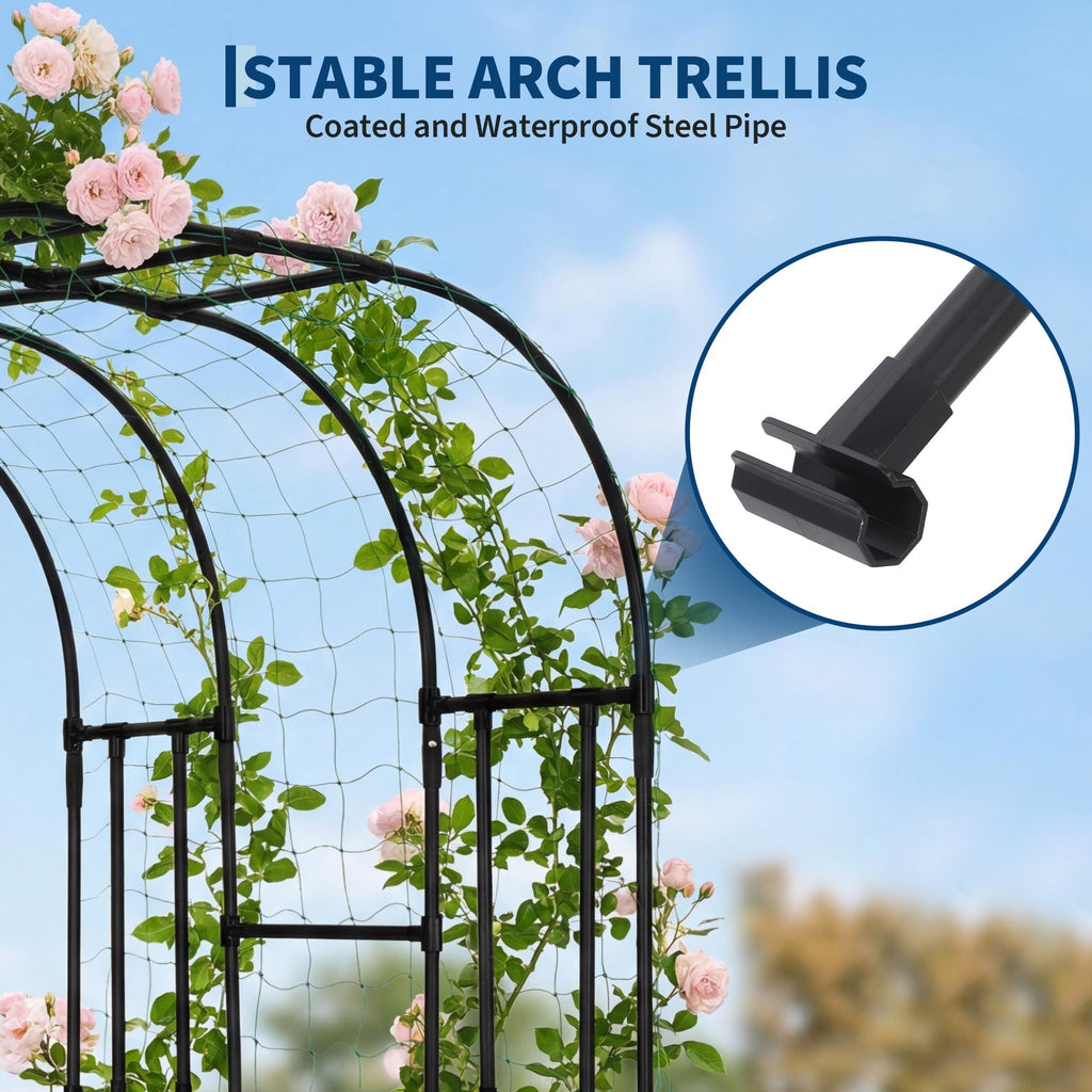 Garvee Garden Arch Trellis, 86"H x 63"L x 47"W Galvanized Steel Dome Arbor with UV-Resistant PE Coating for Climbing Plants, Roses & Grapes