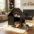 Garvee Cat Litter Box Enclosure, Wooden Litter Box Furniture Hidden, Modern Cat Washroom Furniture with Barn Door, Indoor Cat House, End Table, Fit Most of Litter Box