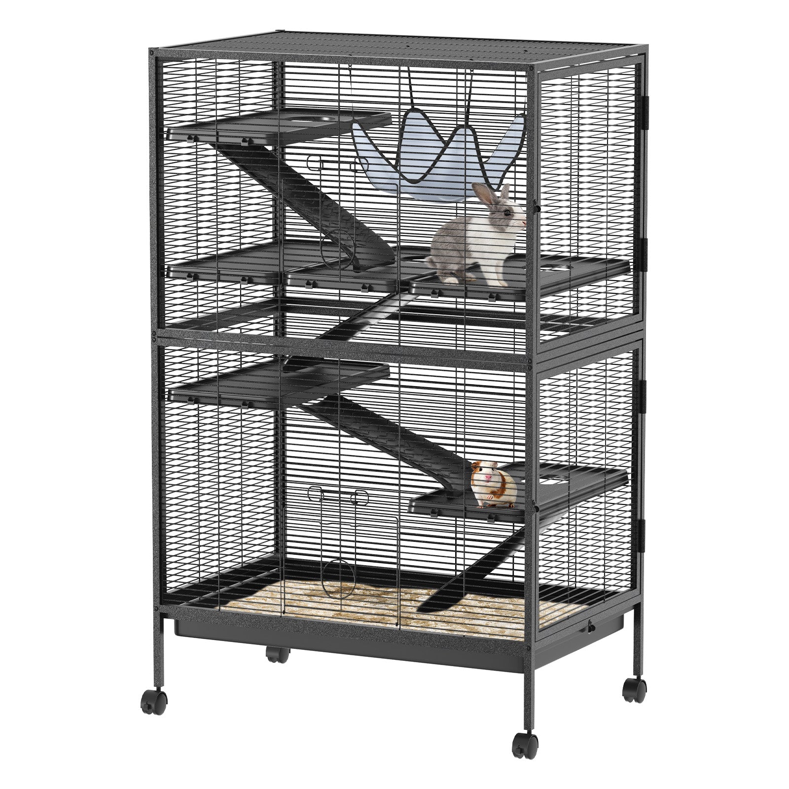 Garvee 50"H Ferret Cage, Multi-Level Small Animal Cage on Wheels, 6 Removable Platforms & Hammock, 5 Ramps & Hammock, Ideal for Guinea Pigs, Rabbit, Sugar Glider & Small Animals