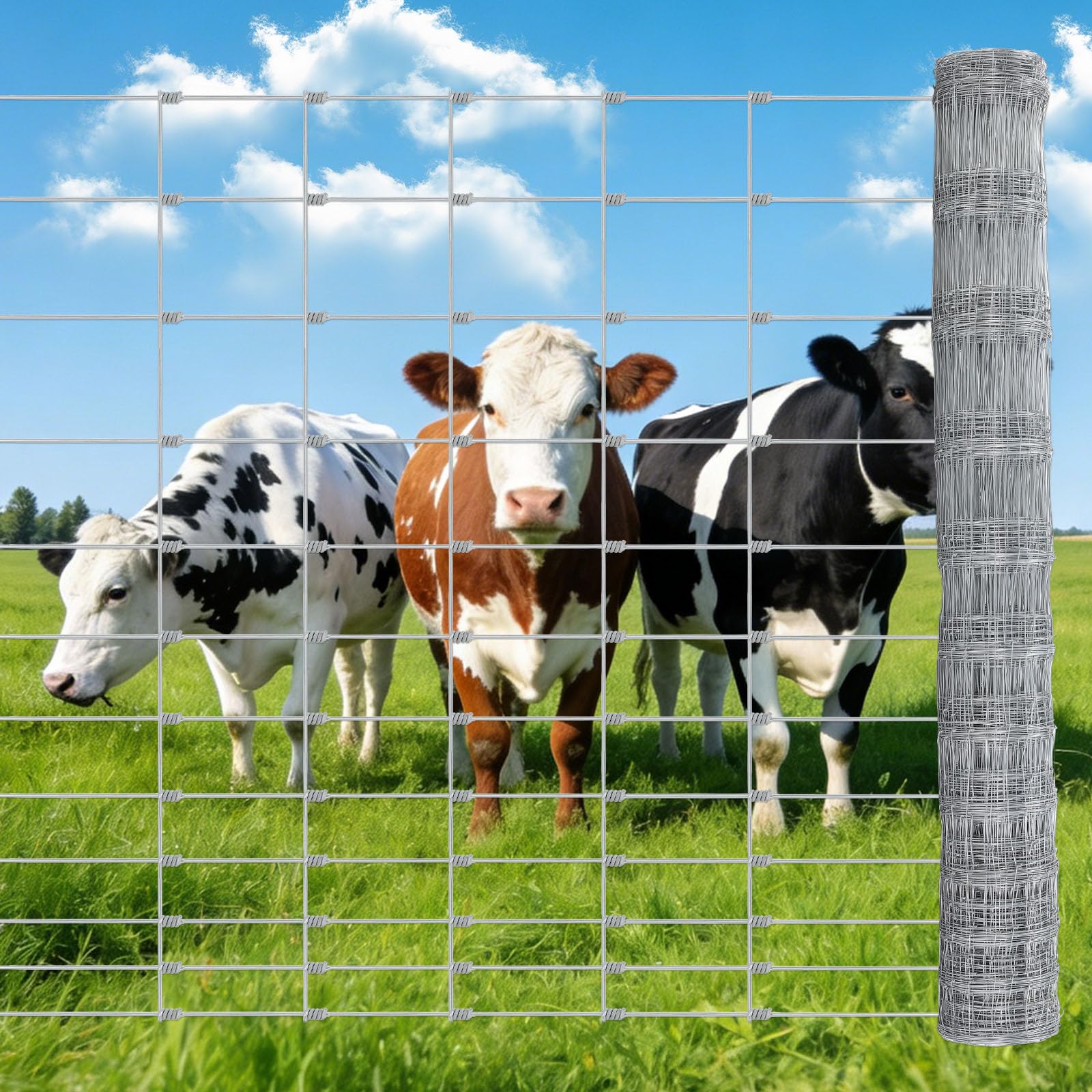 Garvee Farm Fence 6x164 ft, High Strength Galvanized Cattle Fence, Heavy Zinc Coating Wire Fence for Hog, Deer, Goat, Sheep, Weather Resistance, Perfect for Livestock, Animal, Yard, Garden Pr