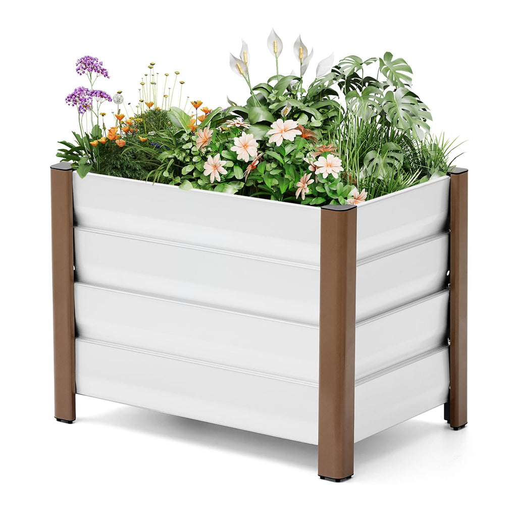 Garvee 2' × 1.3' × 1.5' Aluminum Raised Garden Bed, Deep Planter Box with Drainage Holes, Beige