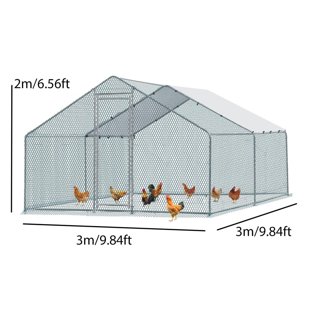 Garvee Spacious Chicken Coop Livestock Shelter - Large Size Walk-In Poultry House - Secure Outdoor Enclosure with Spire Roof - Lockable Door, Weatherproof Cover - Large Size Spire Roof