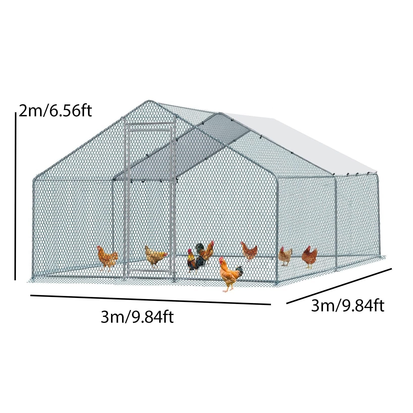 Garvee Spacious Chicken Coop Livestock Shelter - Large Size Walk-In Poultry House - Secure Outdoor Enclosure with Spire Roof - Lockable Door, Weatherproof Cover - Large Size Spire Roof