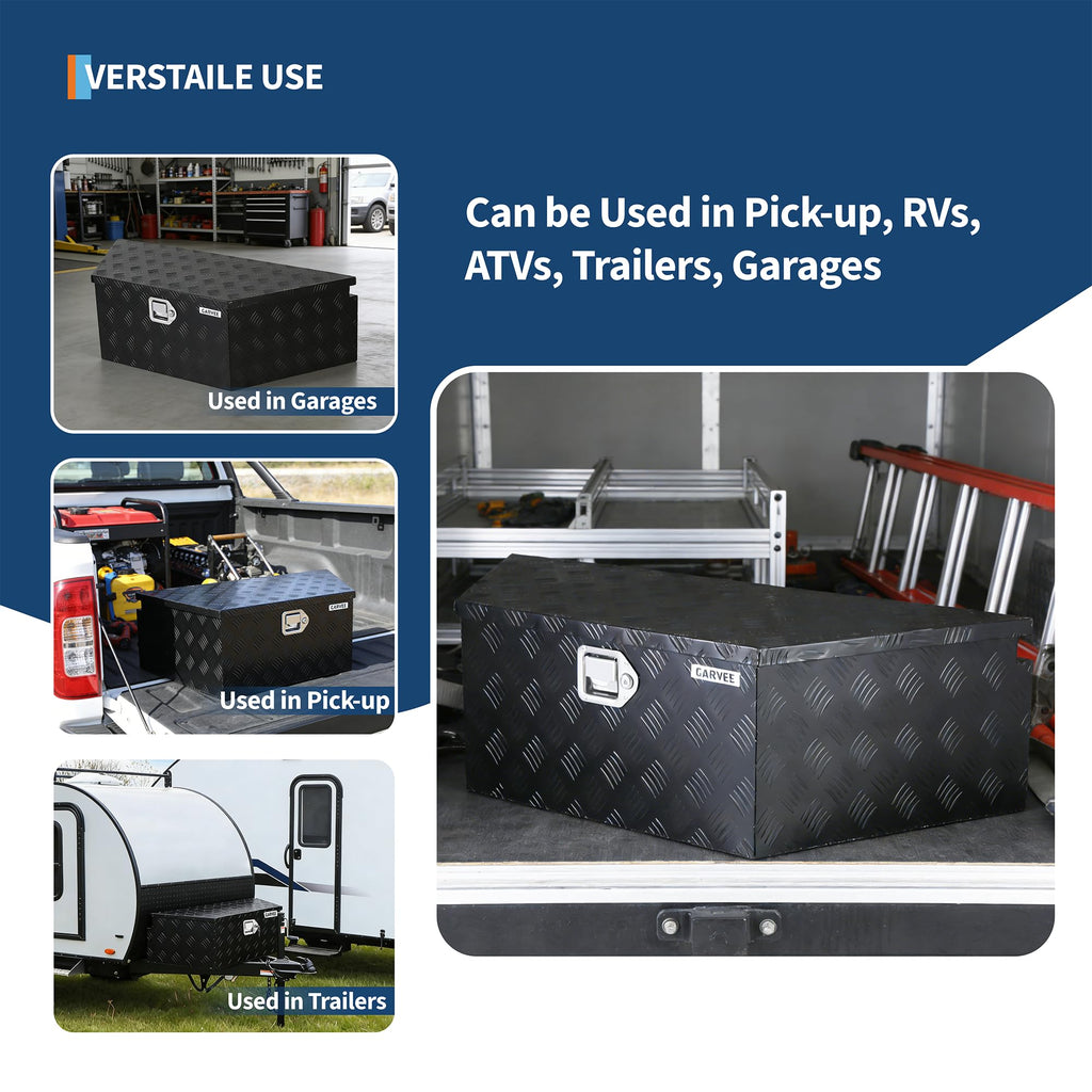 Garvee 39"x16"x12" Heavy Duty Trailer Tongue Box Steel Tool Chest with Lock & Keys, Weather-Resistant, High-Capacity, Steel, Secure Storage for Utility Trailers and Pickup Trucks, Black