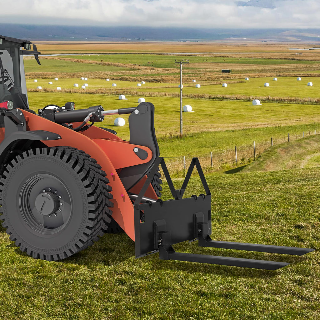 Garvee 3200lbs Heavy Duty 46" Tractor & Skid Steer Pallet Forks – Quick Attach Loader Fork Attachment – Global Frame for Farming, Landscaping, Construction – 2 Pack, Black | Comes in two packs